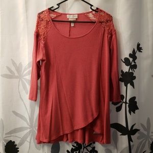 Coral pink nursing top.
